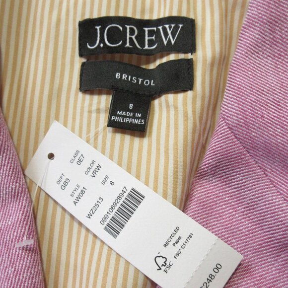 NWT J.Crew Bristol Blazer in Vintage Raspberry Pink Stretch Linen Jacket 8 - Picture 3 of 6